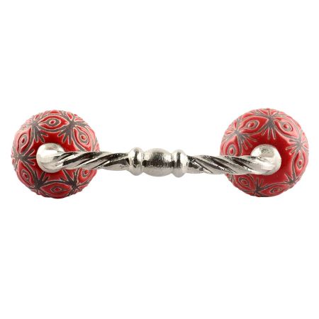 Red Etched Ceramic Cut Bridge Handle